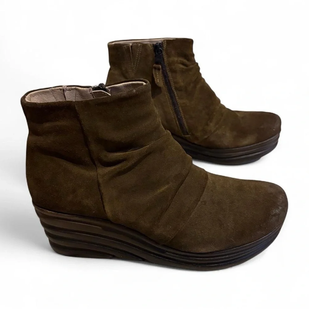 Miz Mooz Boots Ruched suede leather wedge platform